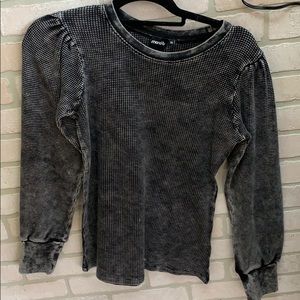 Mono B Black Puff Sleeve Long Sleeve